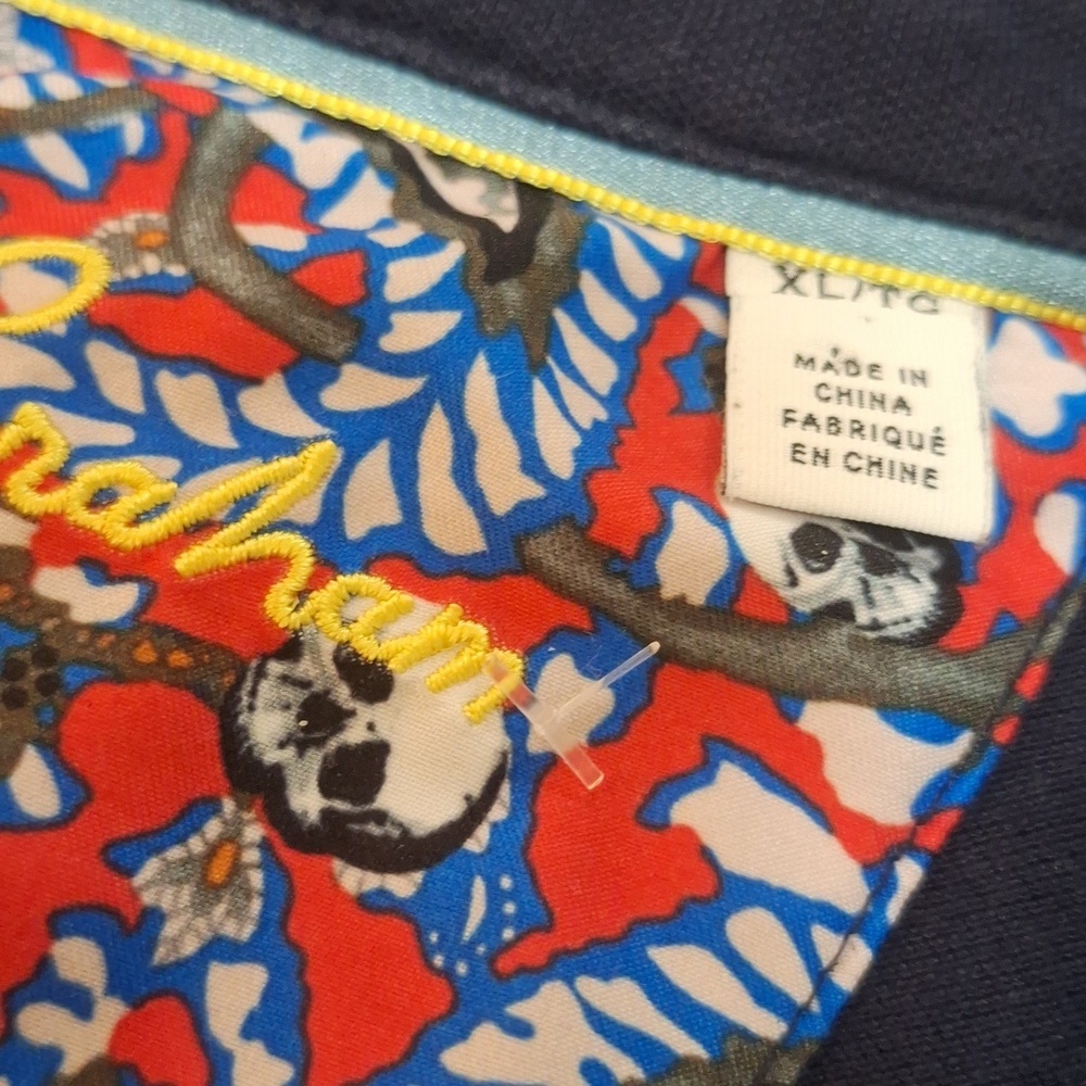 Robert Graham Skull Detail Navy Vlue Men's Polo Size XL - Picture 2 of 6